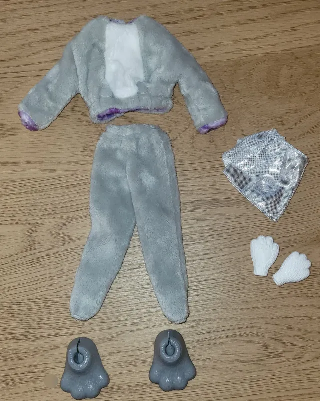 Barbie Cutie Reveal grå kanin dukkeklær