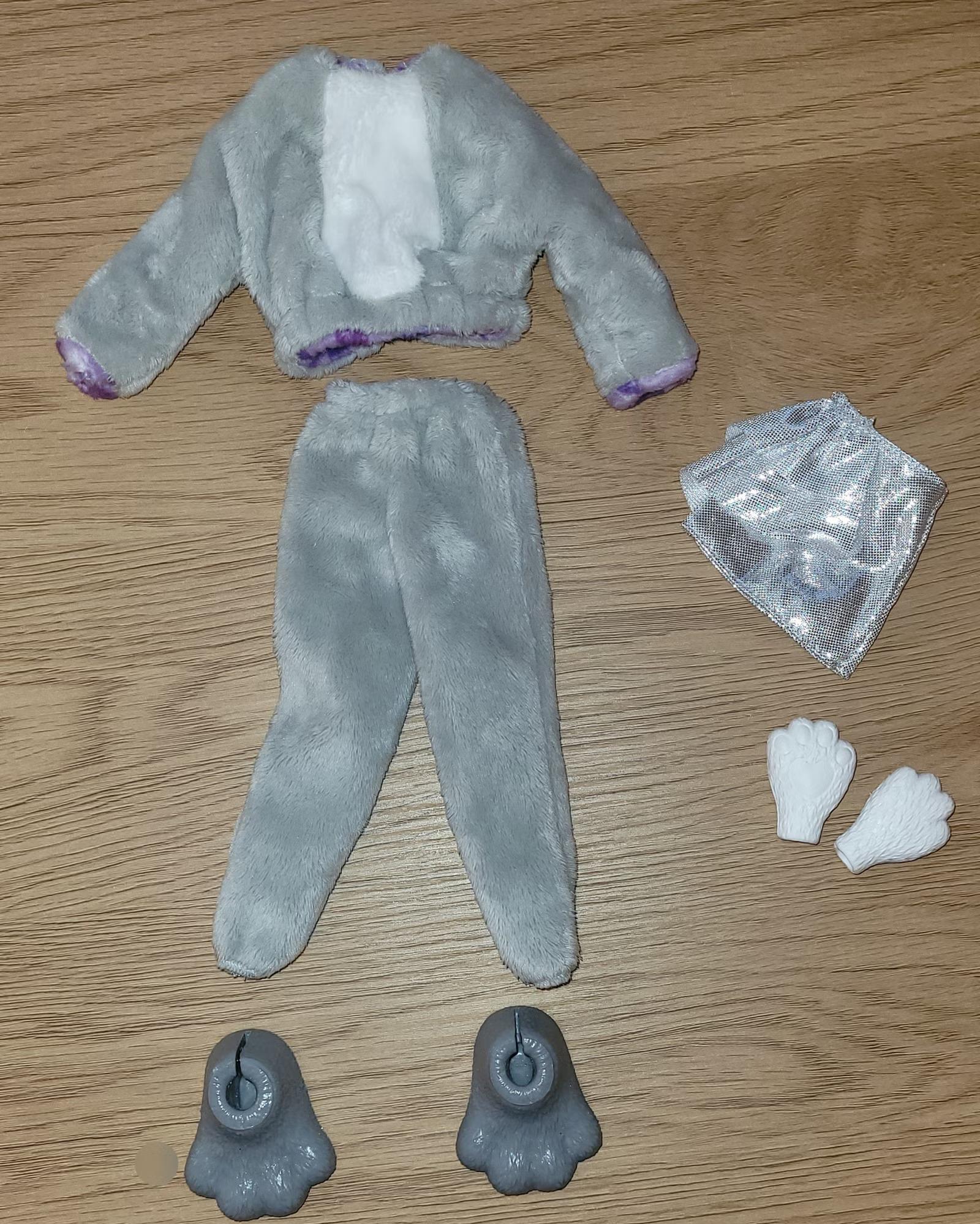 Barbie Cutie Reveal grå kanin dukkeklær