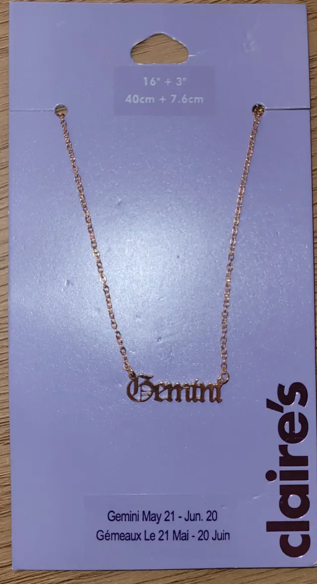 Stjernetegnsmykke Tvillingene Gemini gullfarget Claire's