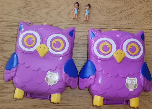 Søskenpakke - Polly Pocket 2 stk lekekompakter lilla ugle med 1 figur