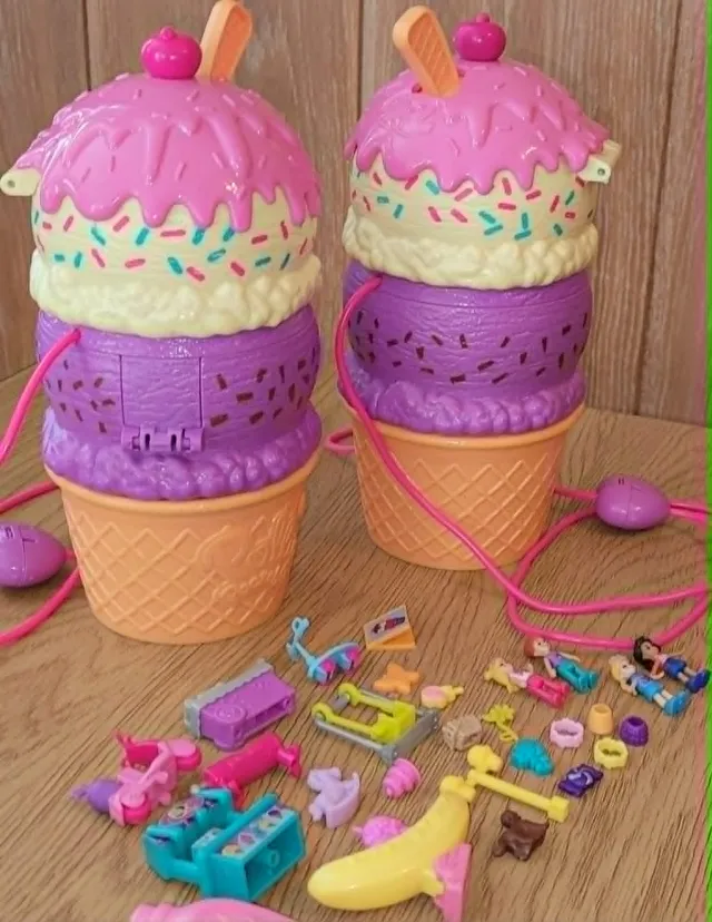 Søskenpakke - Polly Pocket 2 stk lekekompakter iskrem mellomstore