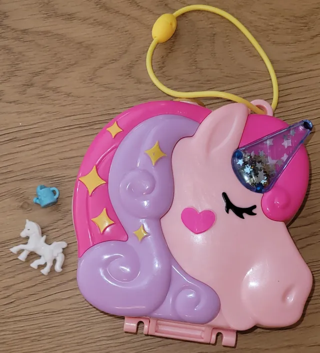 Polly Pocket liten lekekompakt, enhjørning med 2 tilbehør