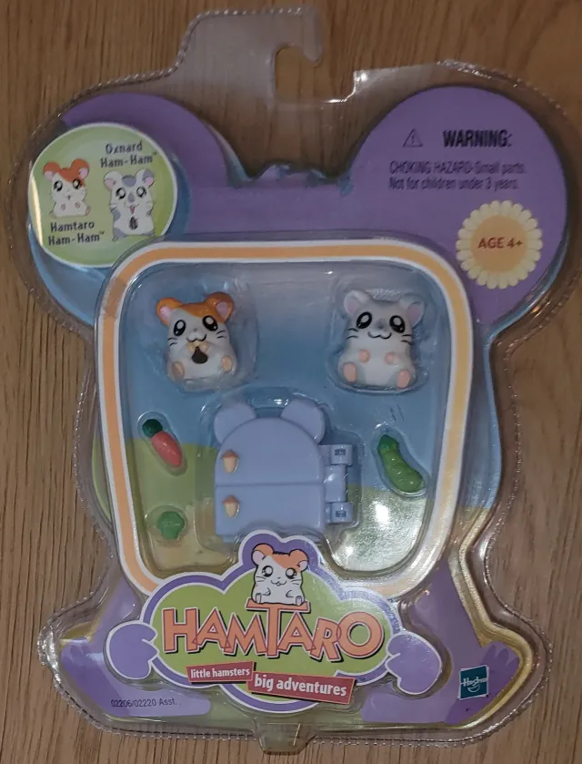 Hamtaro lekesett, 2 hamsterfigurer med kjøleskap og lekemat, uåpnet