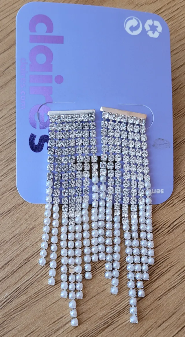 Overdådige strass-øredobber med perler, Claire's