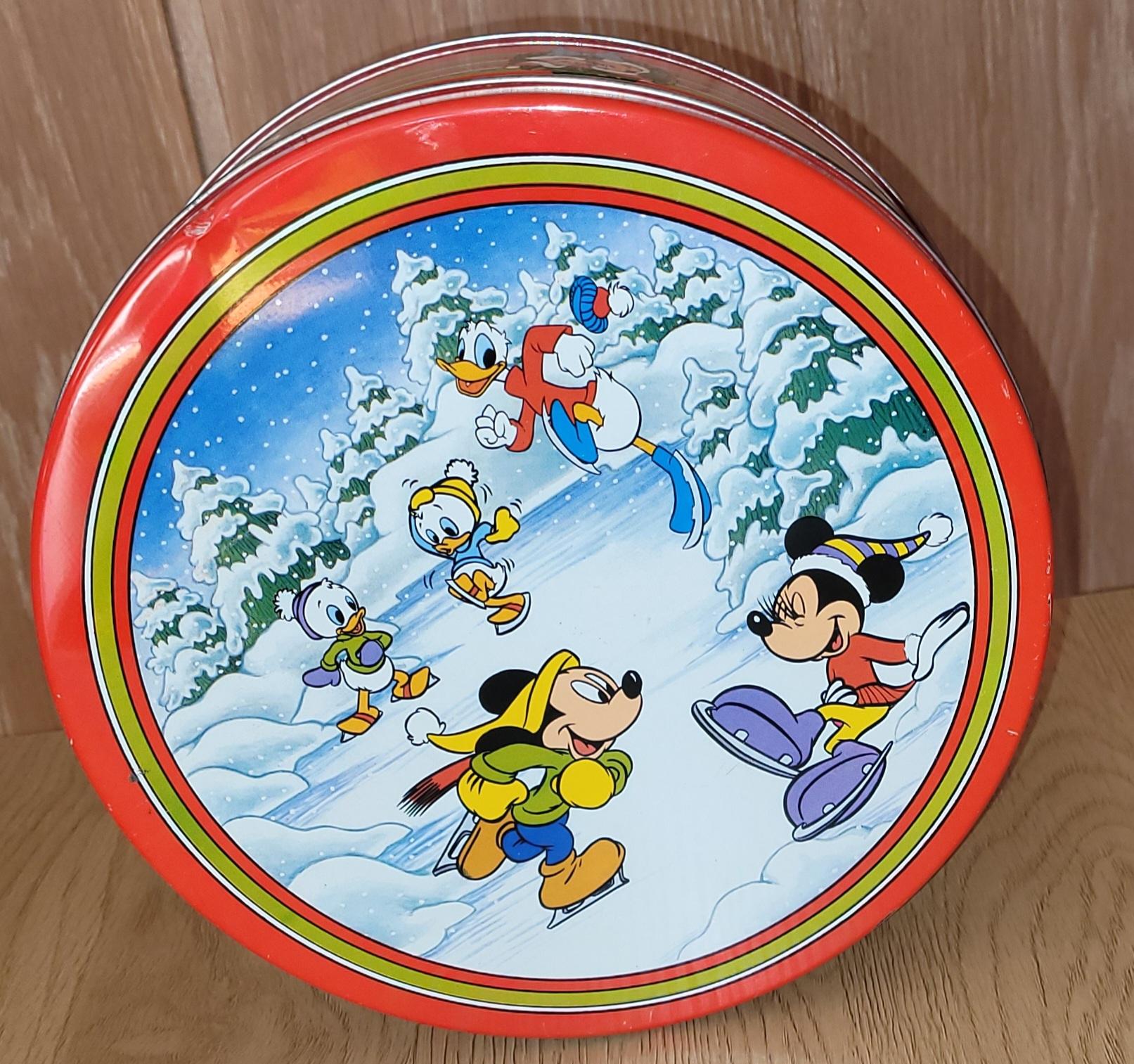Mikke Mus og venner rund kakeboks i tinn - jul