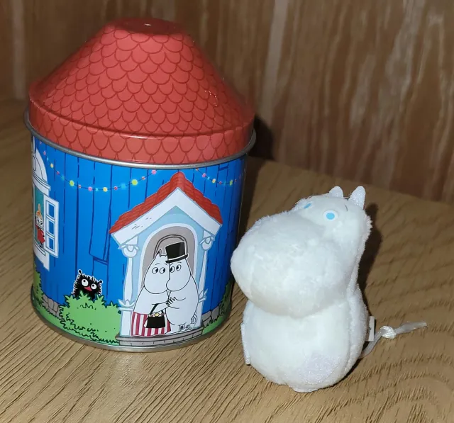 Mummi liten tinnboks med mini plushfigur, julemotiv