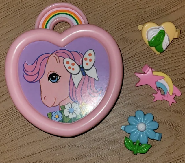 My Little Pony oppbevaringsboks med 3 hårklemmer - 1984